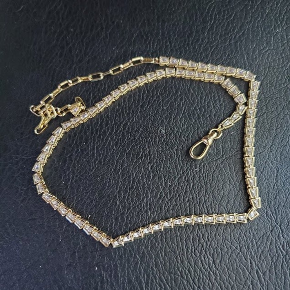 Kendra Scott Bella Tennis Necklace Gold Tone White Cubic Zirconia Formal Gift - Picture 4 of 6